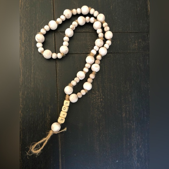 Wood Beaded Garland, Boho Decor, Farmhouse Home Decor, Rustic Accent HANDMADE - Picture 4 of 8